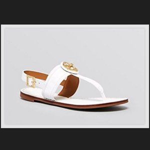 Tory Burch Women's Selma Flat Thong Slingback Sandal White Size 6.5
